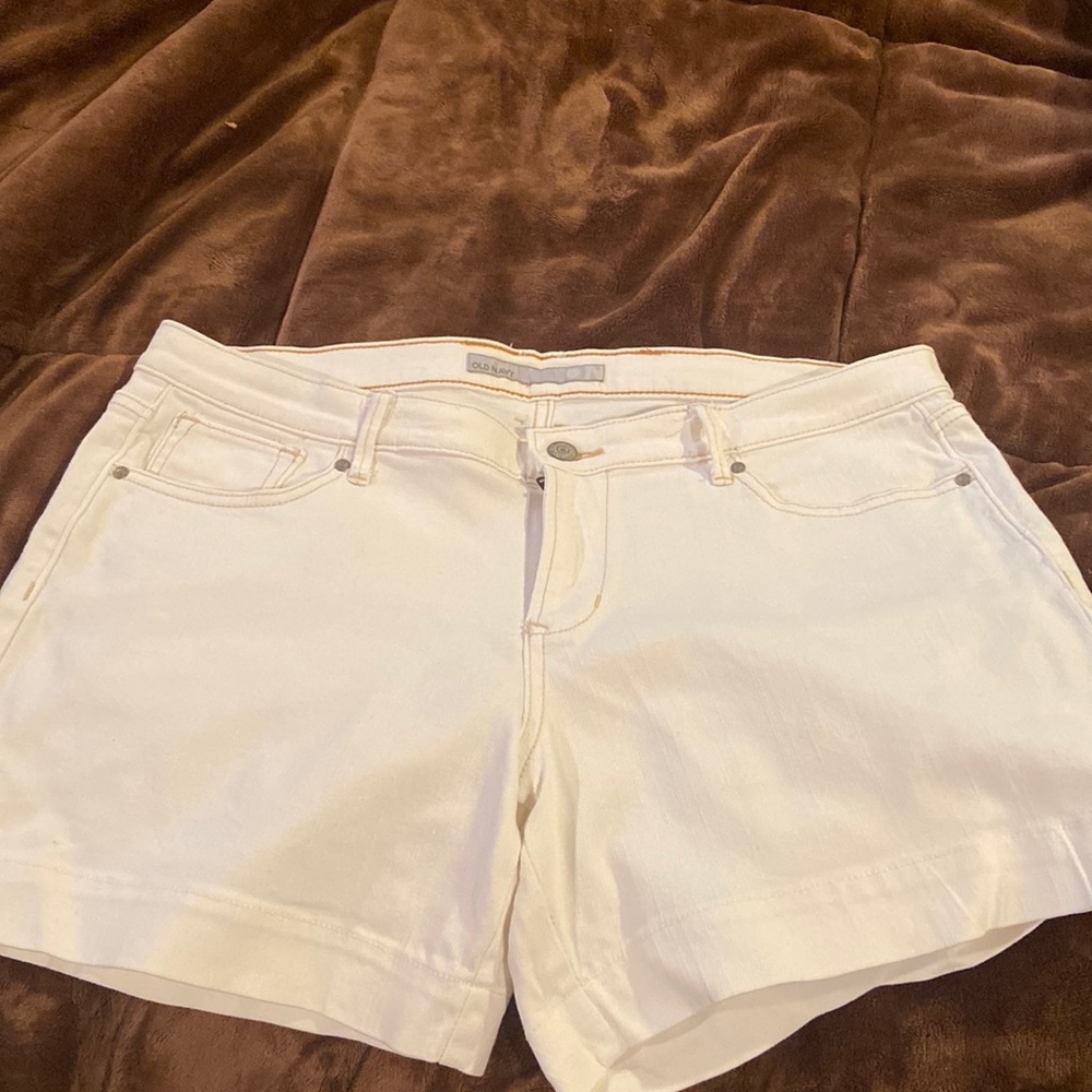 White jean shorts